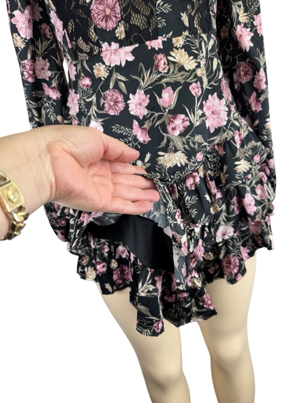 Forever 21 Black Mini Dress with Pink Floral Print - Picture 7 of 15